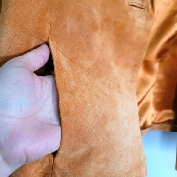 Vintage LAURA ASHLEY Burnt Orange Suede Lightweight Jacket/blazer Sz M - Picture 3 of 10